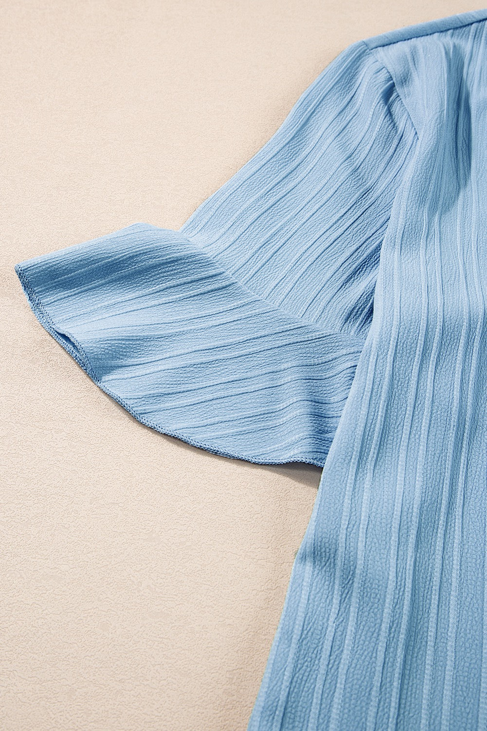 Ruffled Half Sleeve V Neck Textured Top