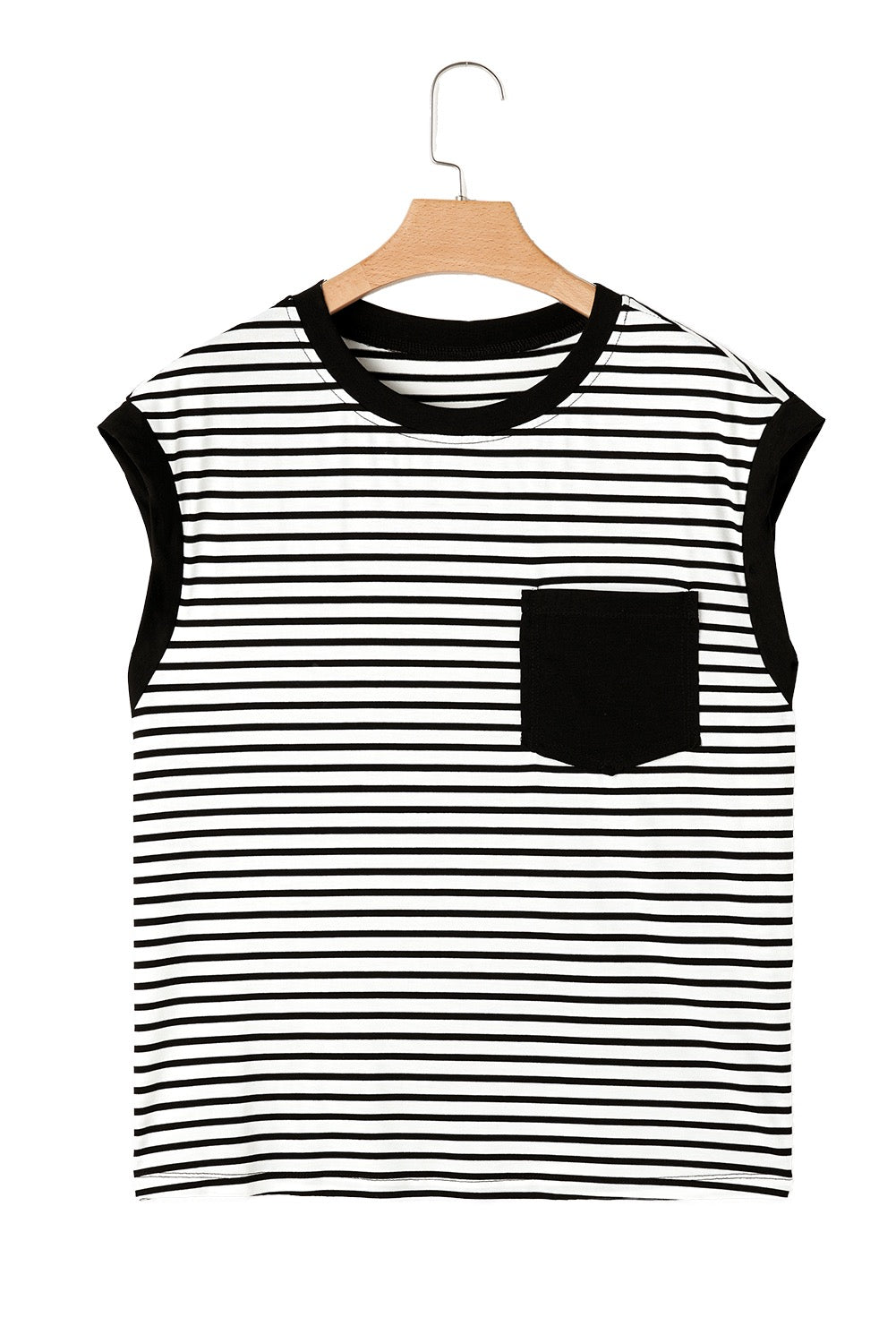 Striped Pocket Tank - Black