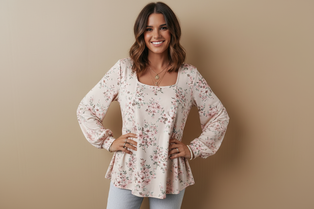Pink Floral Loose Fit Blouse