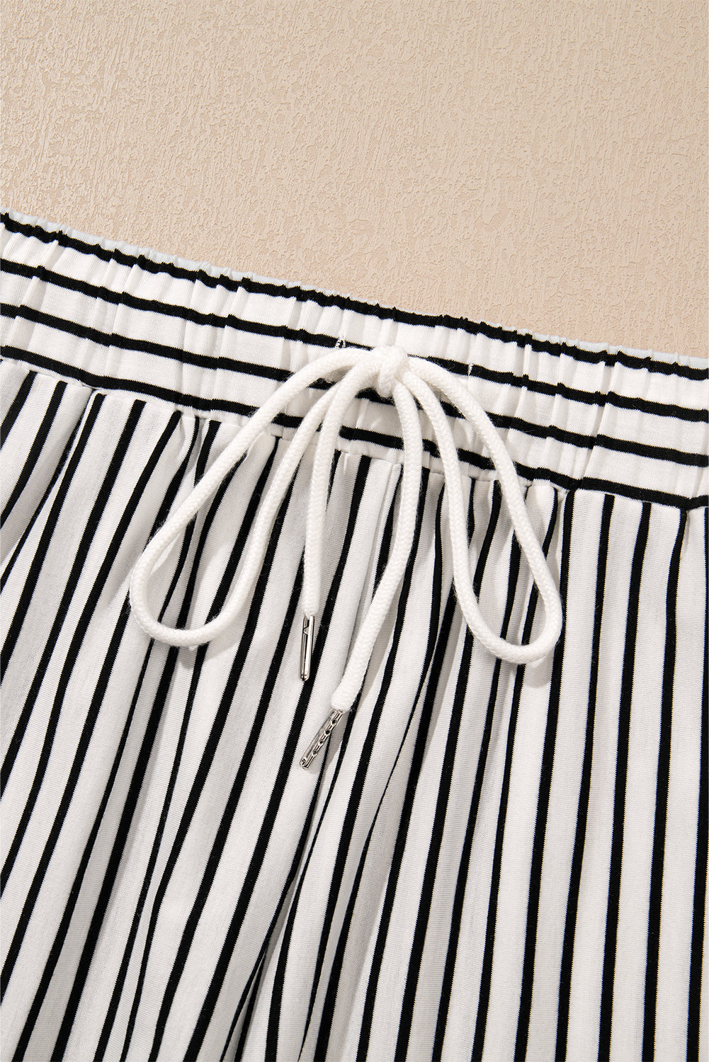 Black Stripe V Neck Short Set