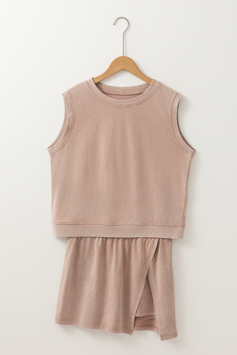 Smoke Gray Mineral Wash Cotton Skort Set