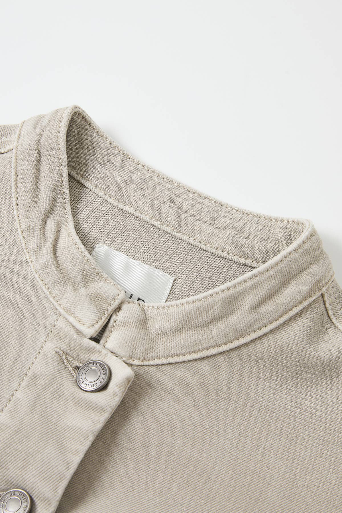 Washed Twill Trucker Jacket: Taupe