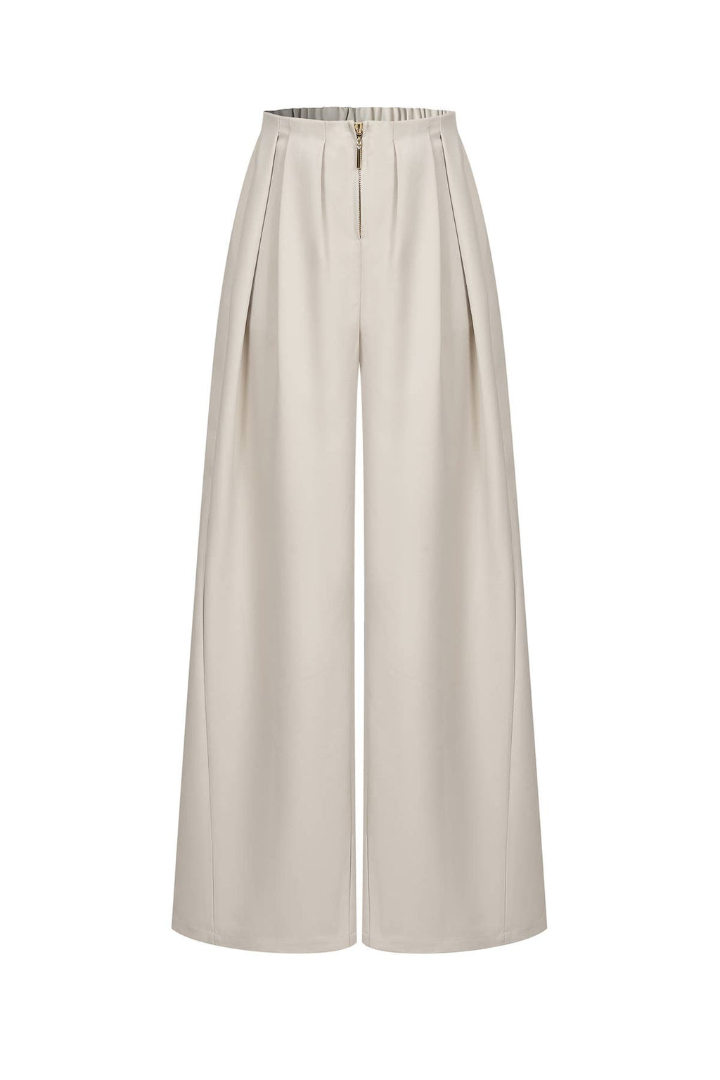 Draped Twill Wide Pants: Natural
