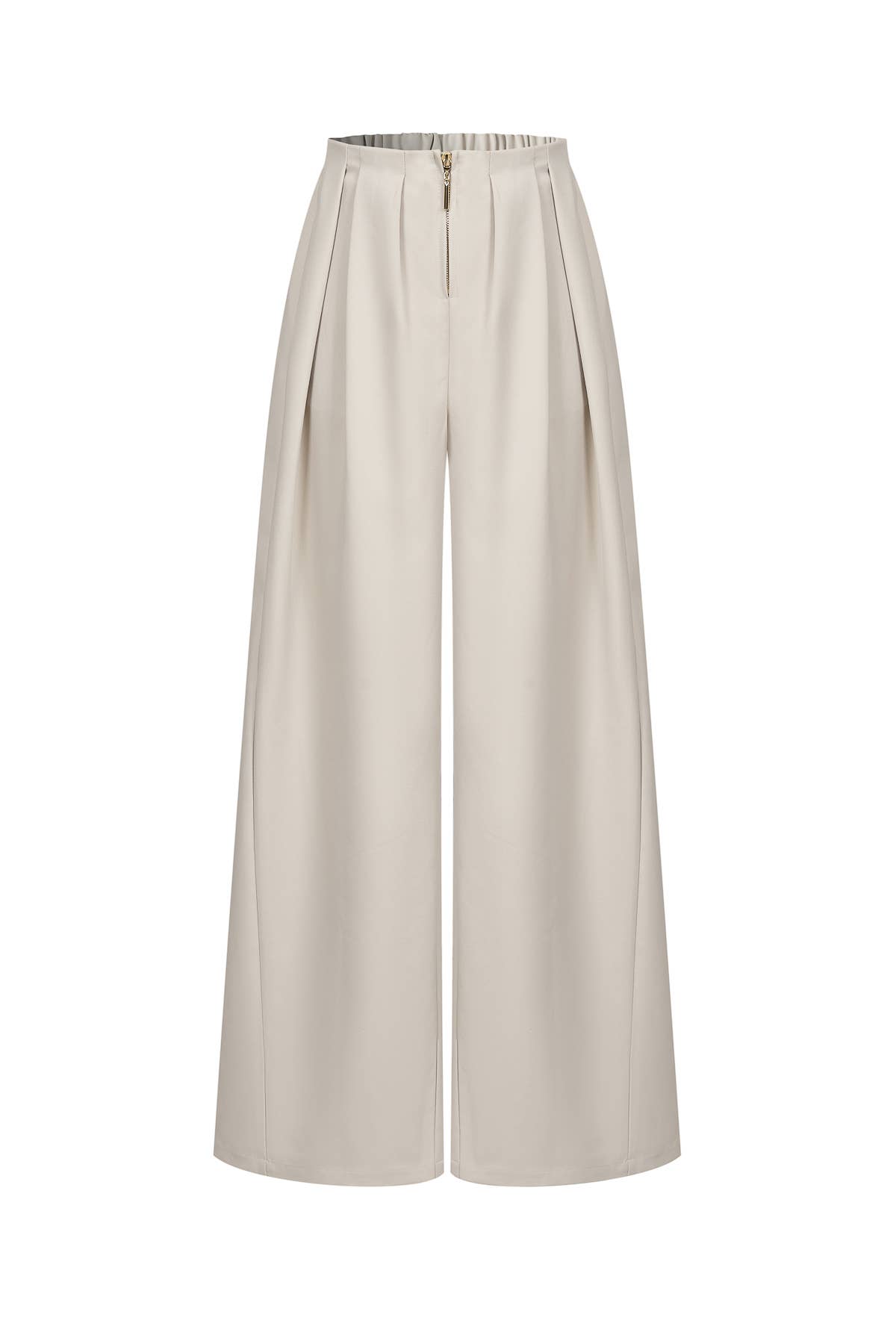 Draped Twill Wide Pants: Natural