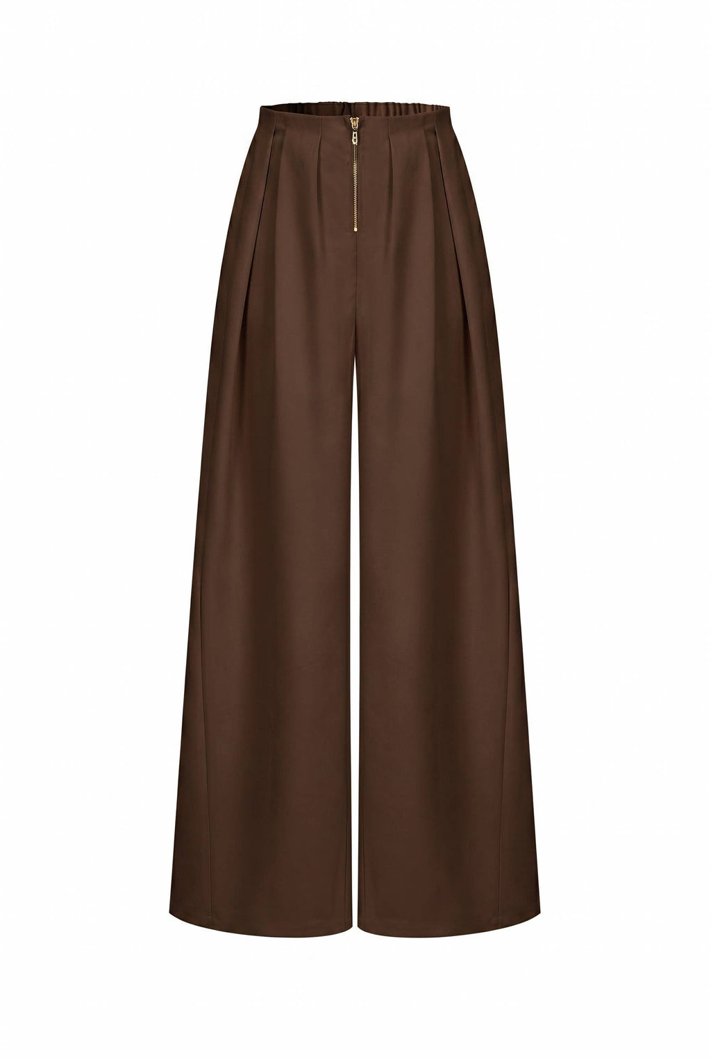 Draped Twill Wide Pants: Cocoa Powder