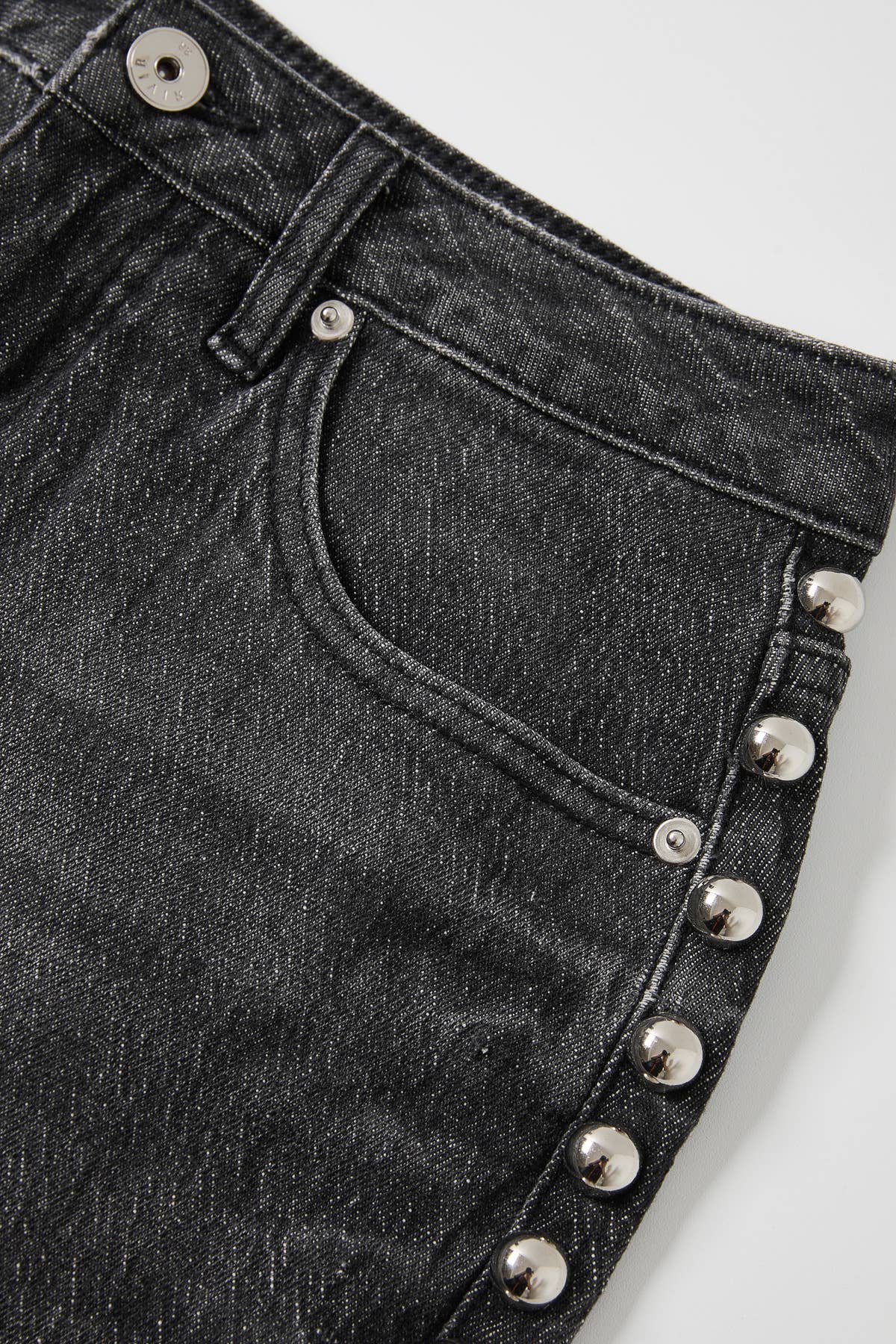 Stud Detail Wide Leg Pants: Black