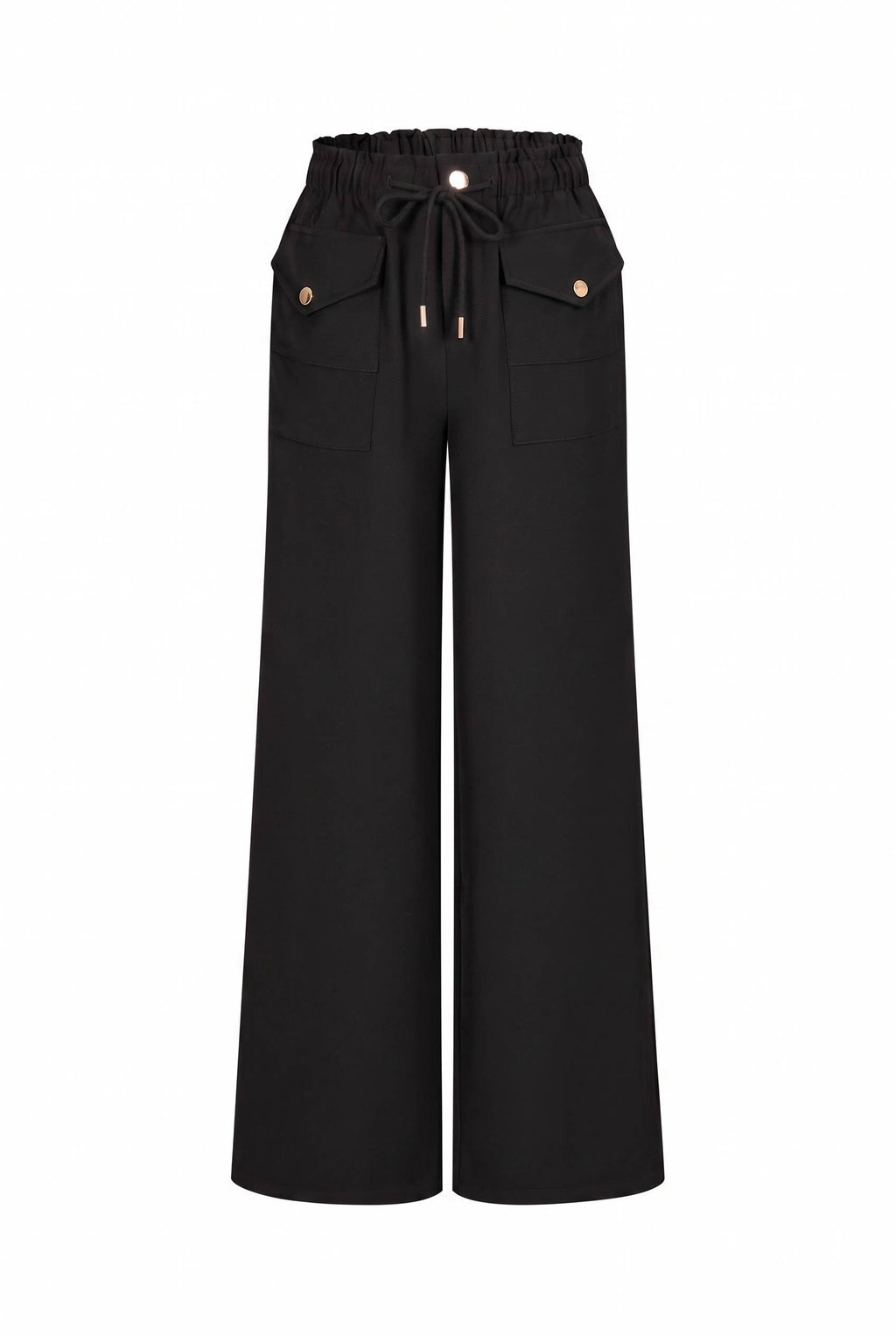 Utilitarian Twill Wide Pants: Black