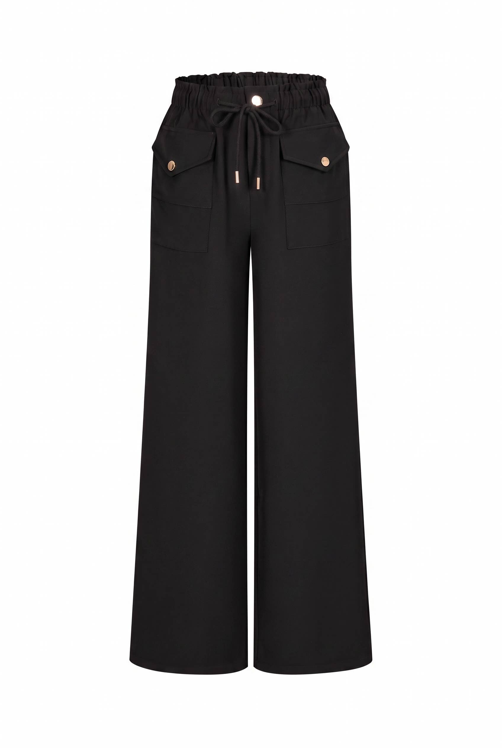 Utilitarian Twill Wide Pants: Black
