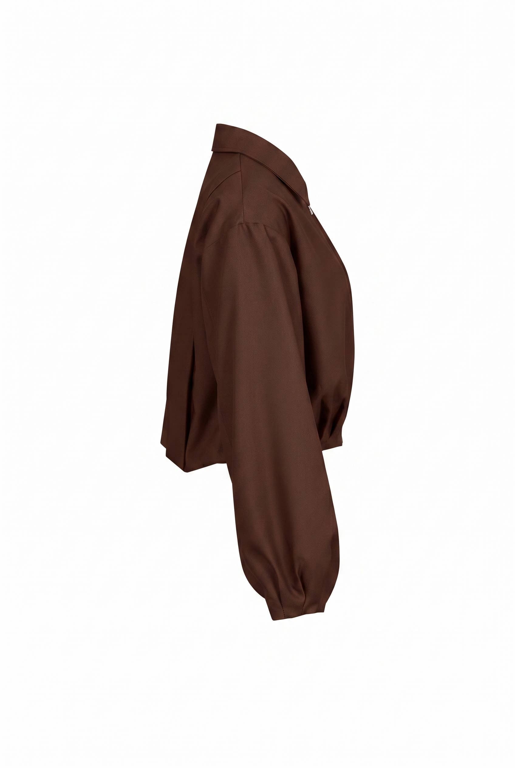 Draped Twill Jacket: Cocoa Powder