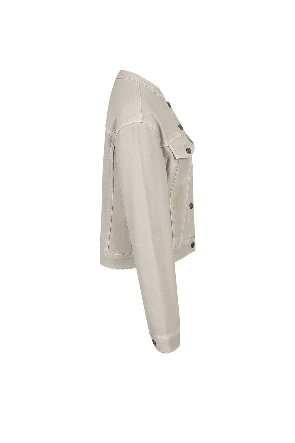 Washed Twill Trucker Jacket: Taupe