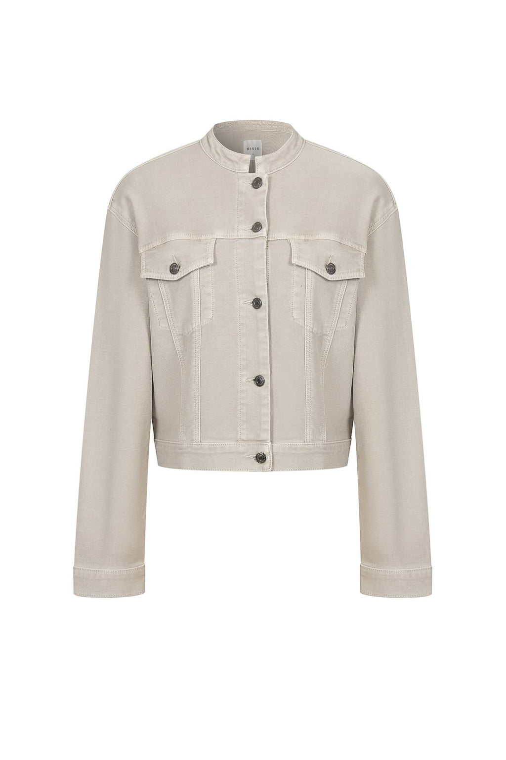 Washed Twill Trucker Jacket: Taupe