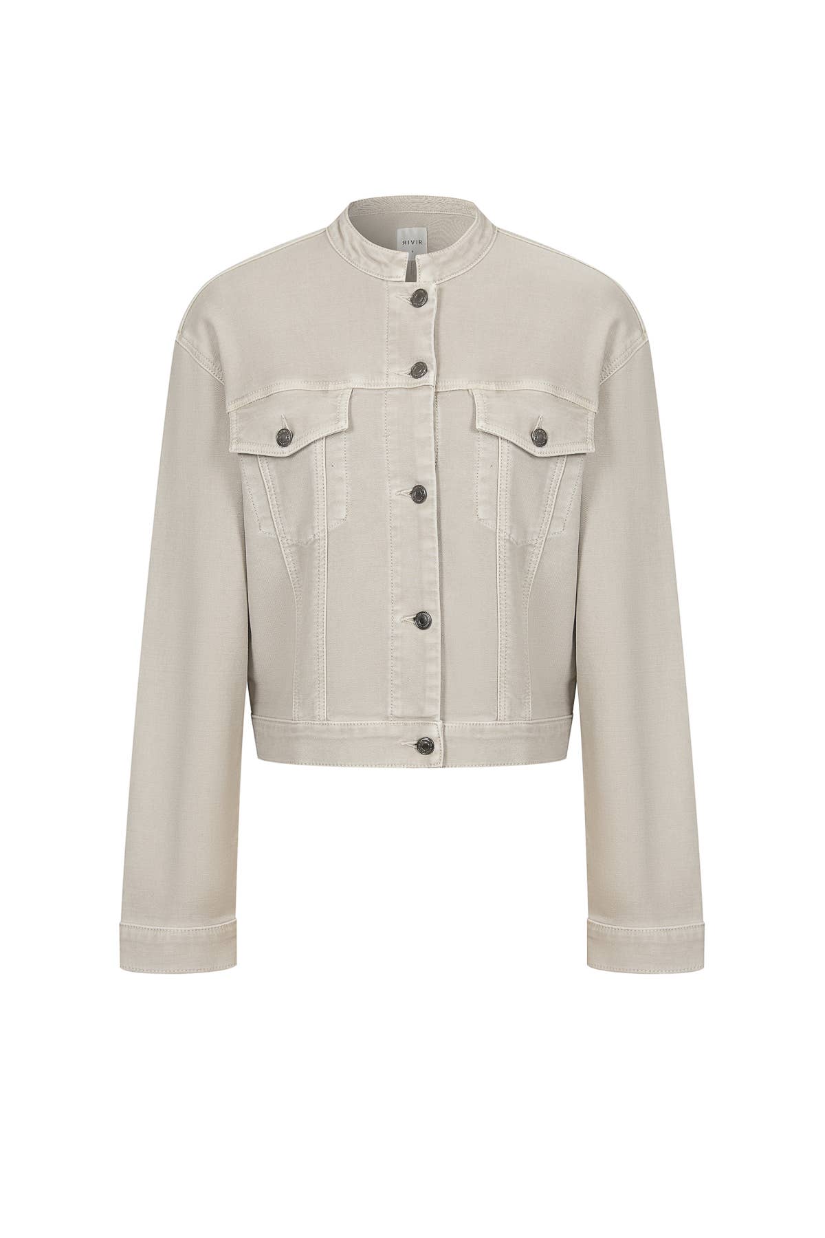 Washed Twill Trucker Jacket: Taupe